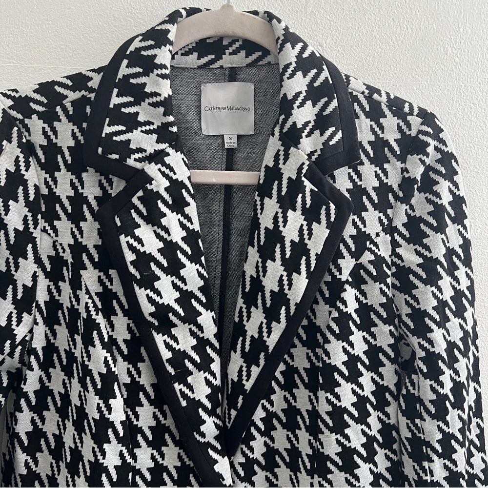 Catherine Malandrino Houndstooth plaid Blazer jacket Black White SMALL NEW - Picture 4 of 11